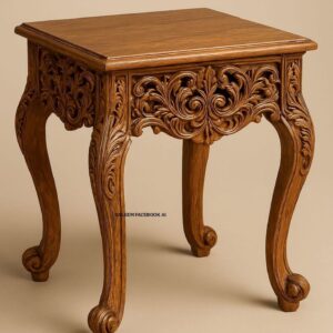 Handcrafted Teak Wood Carved Side Table