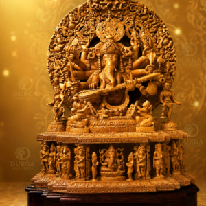 Durga Mahaganapati Multi-Armed Musical Lord Ganesha Hand-Carved Masterpiece