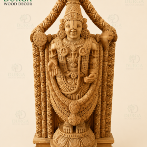 Durga Supreme Lord Venkateswara (Tirupati Balaji) Hand-Carved Teak Wood Statue