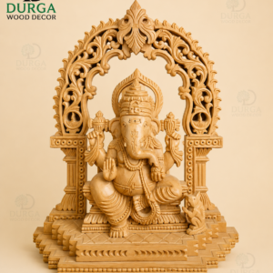 Durga Divine Siddhivinayak Lord Ganesha Hand-Carved Wooden Statue