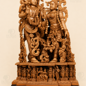 Durga Divine Radha Krishna Eternal Love Hand-Carved Wooden Statue