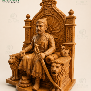Durga Chhatrapati Shivaji Maharaj Rajyabhishek Royal Wooden Throne Statue