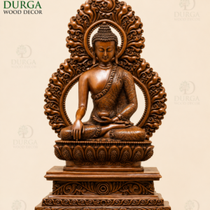 Meditating Lord Buddha Hand-Carved Wooden Statue