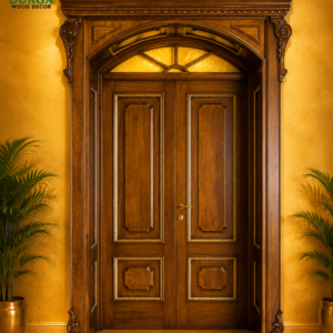 Classic Victorian Arched Transom Teak Wood Main Door Set