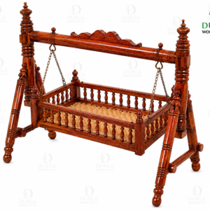 Durga Traditional Heritage Cane & Teak Wood Luxury Wooden Cradle / Palna