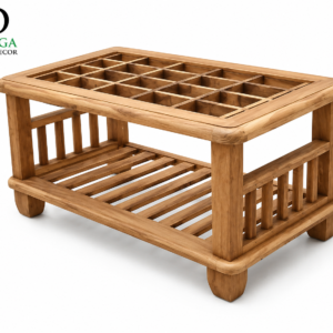 Lattice-Top Contemporary Teak Wood Center Table
