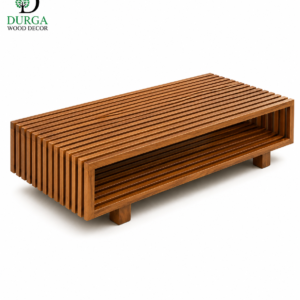 Architectural Linear Slatted Hardwood Center Table