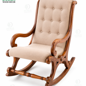 Royal Comfort Tufted Teak Wood Rocking Chair