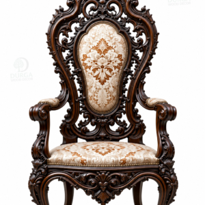 Royal Baroque Grand Medallion Teak Wood Throne Chair