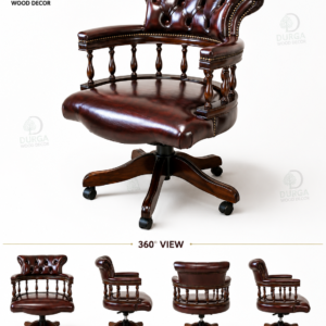 Classic Captain's Chesterfield Leather Swivel Office Chair