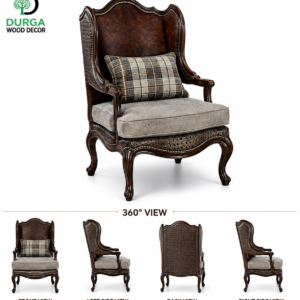 Royal Baroque Multi-Texture Wingback Accent Chair