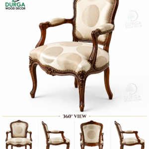 Royal Baroque Polka-Dot Carved Teak Wood Accent Chair
