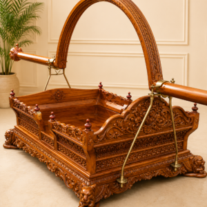 Royal Hand-Carved Teak Wood Palki (Palanquin)
