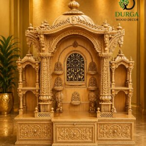 Grand Multi-Wing Hand-Carved Teak Wood Pooja Mandir